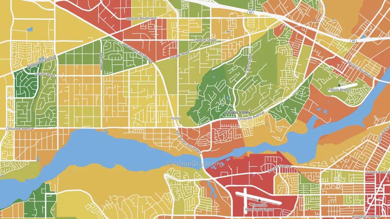 Pedley, CA Map of Theft Rates