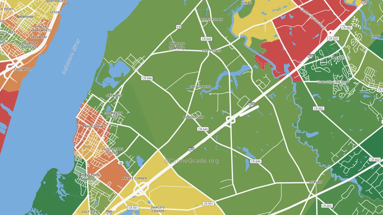 Pedricktown, NJ Map of Theft Rates