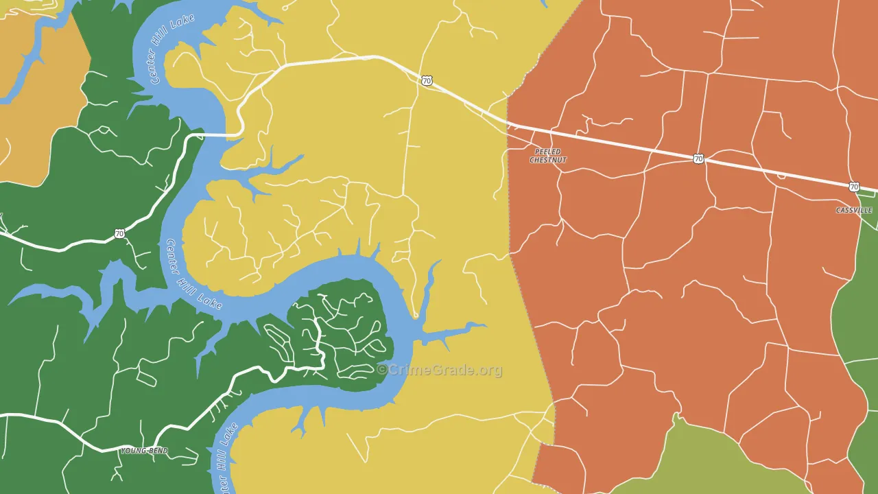 Peeled Chestnut, TN Map of Theft Rates