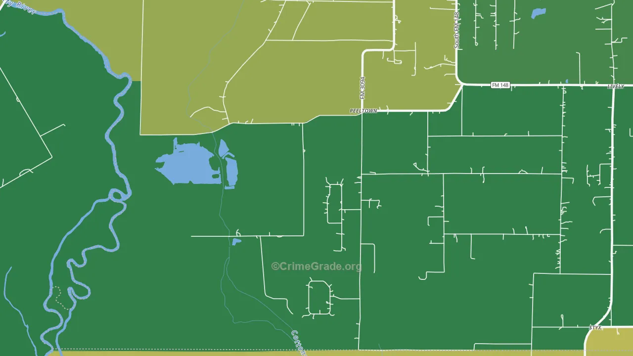 Peeltown, TX Map of Theft Rates
