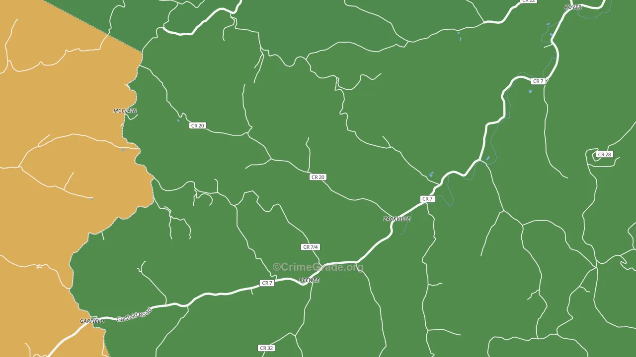 Peewee, WV Map of Theft Rates