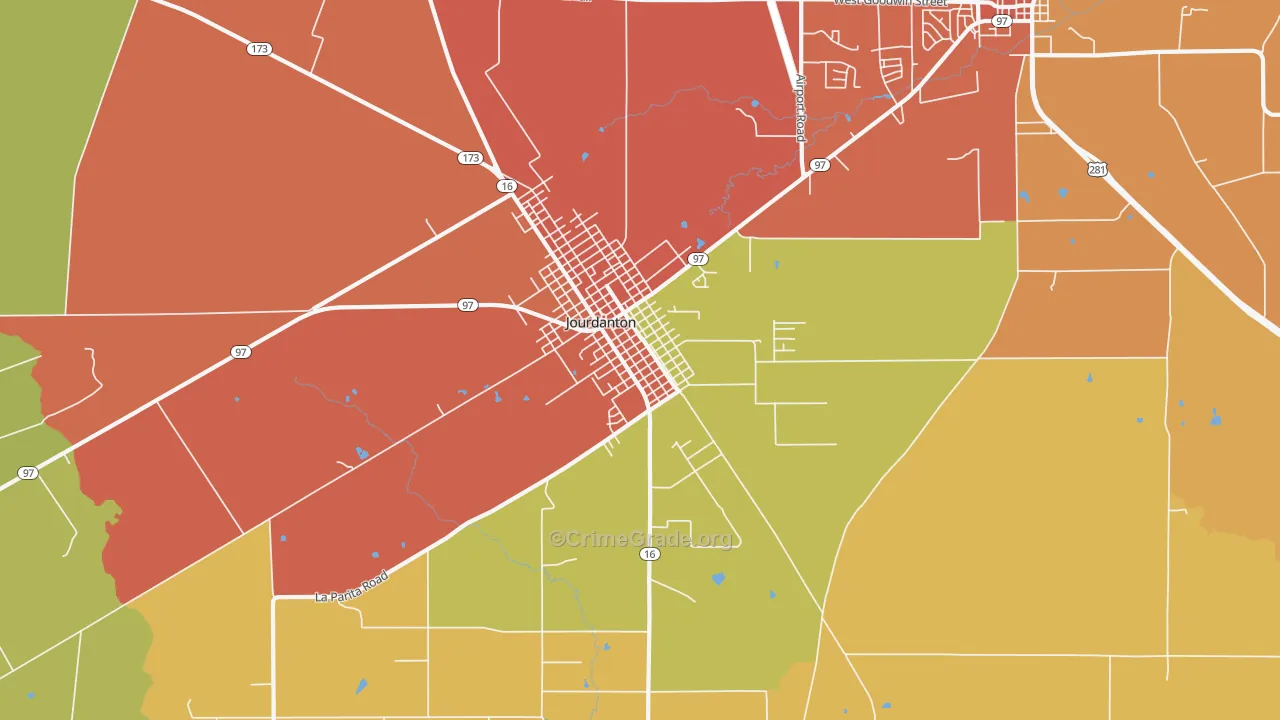 Peggy, TX Map of Theft Rates