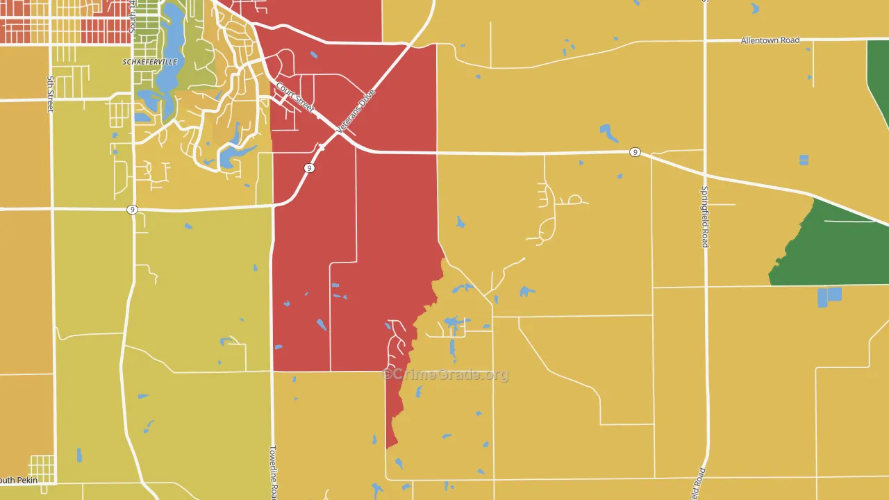 Pekin Heights, IL Map of Theft Rates