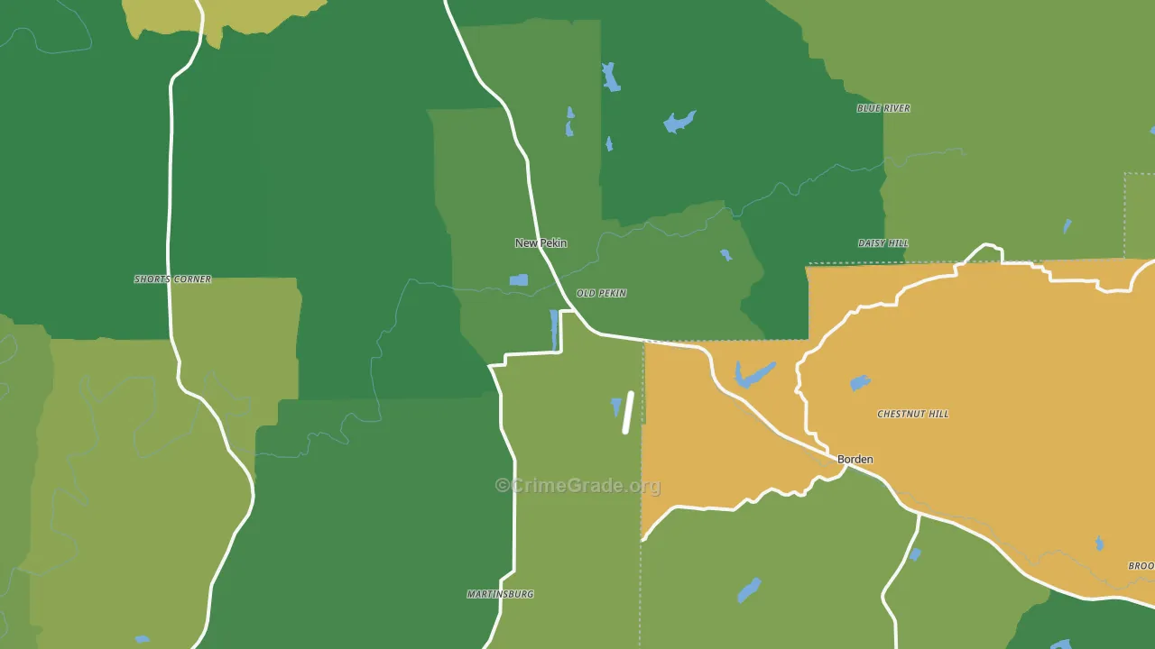 Pekin, IN Map of Theft Rates
