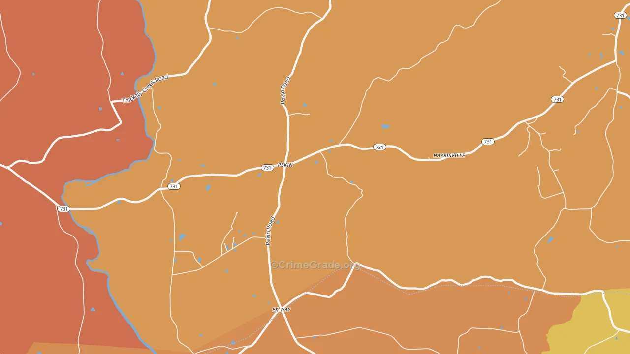 Pekin, NC Map of Theft Rates