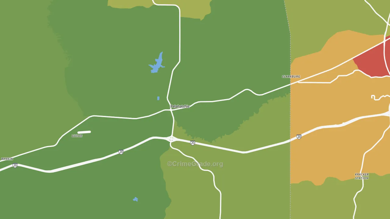 Pelahatchie, MS Map of Theft Rates