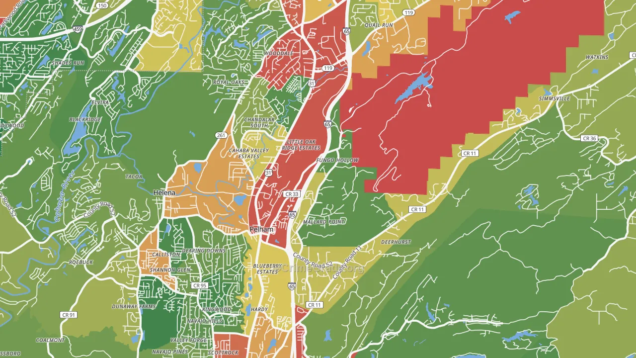 Pelham, AL Map of Theft Rates