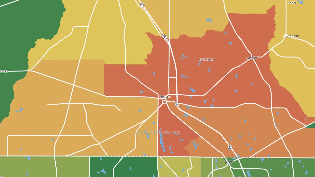 Pelham, GA Map of Theft Rates