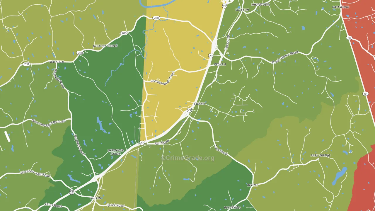 Pelham, NC Map of Theft Rates