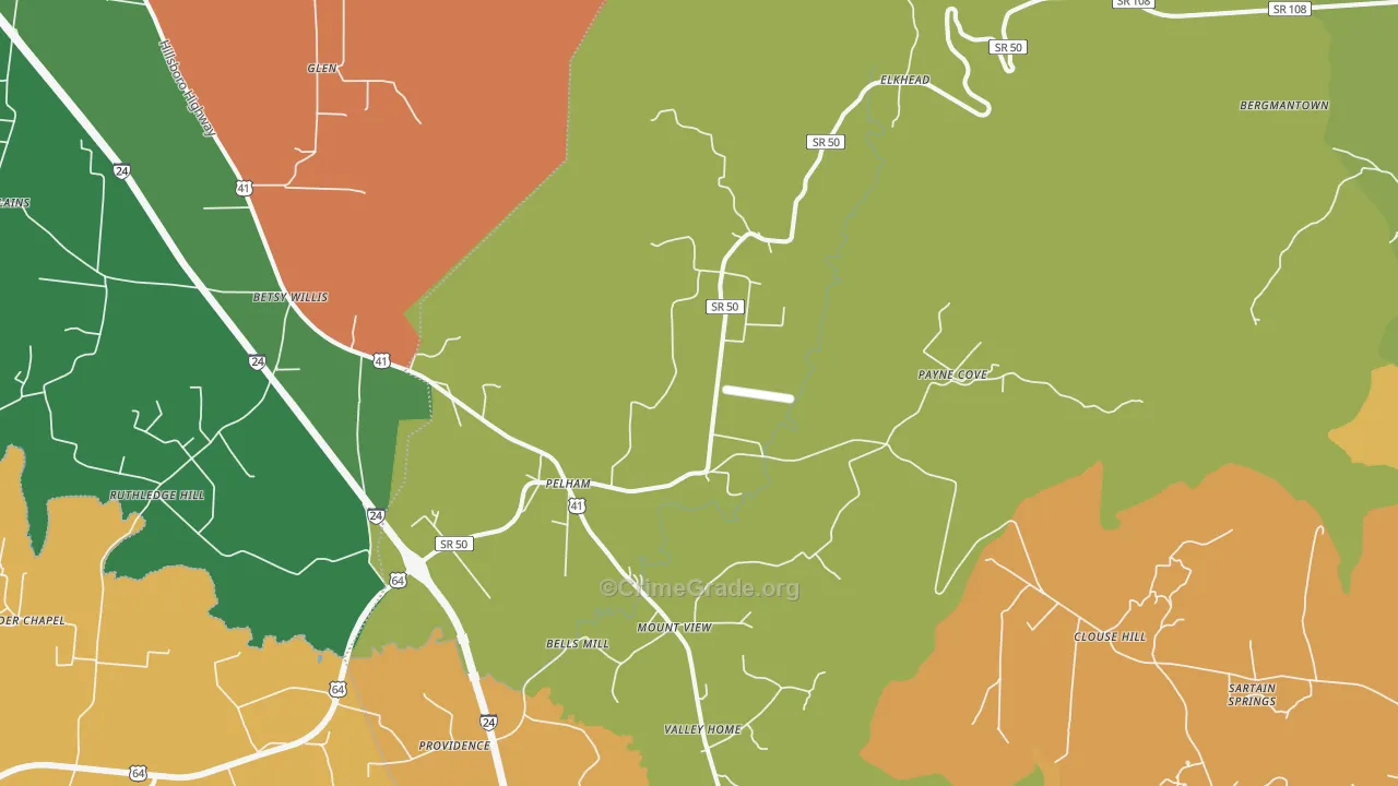 Pelham, TN Map of Theft Rates