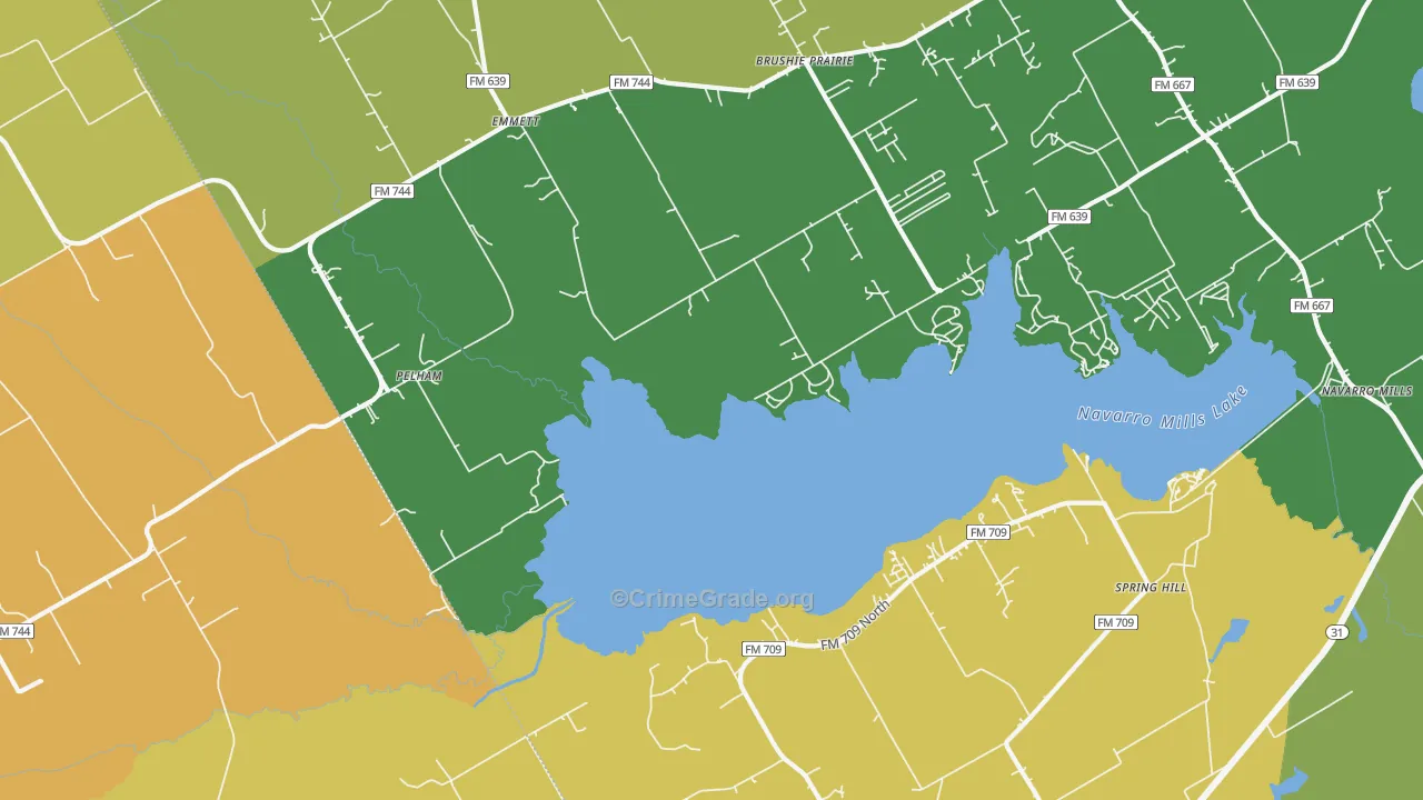 Pelham, TX Map of Theft Rates