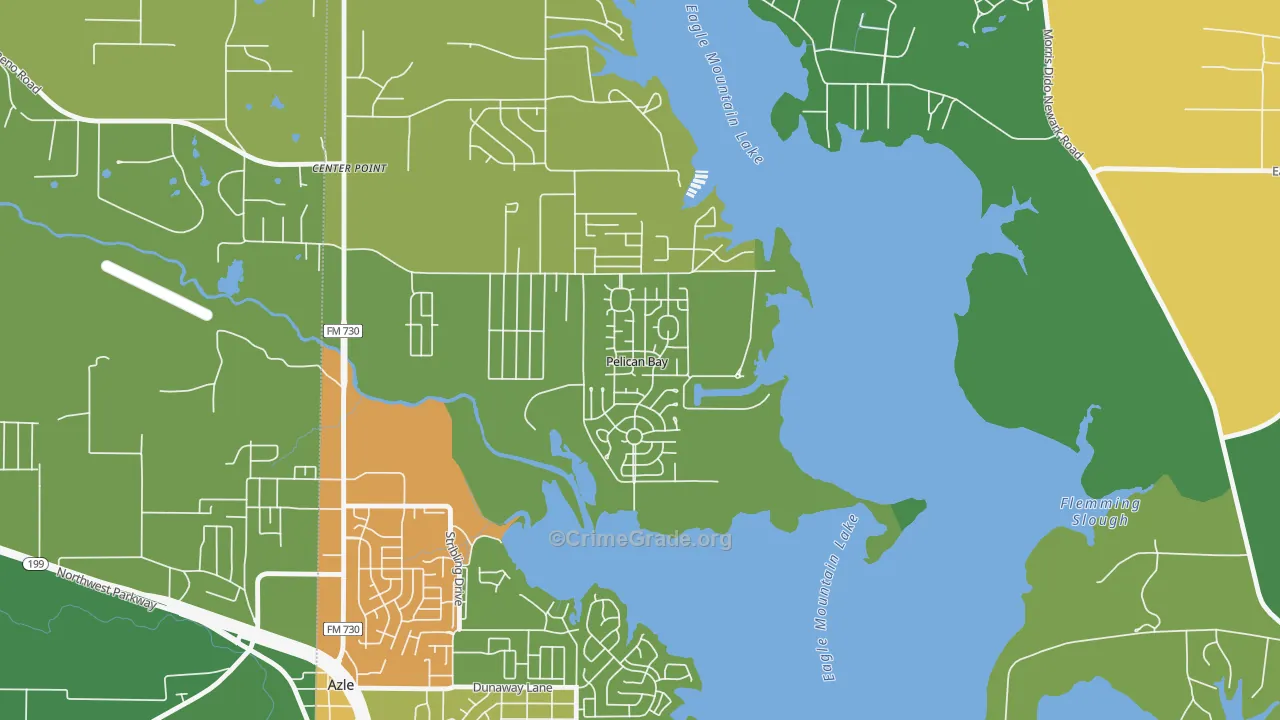 Pelican Bay, TX Map of Theft Rates