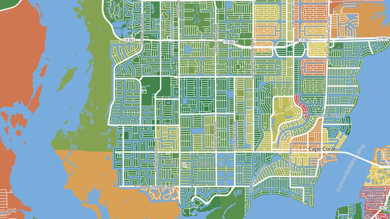 Pelican, Cape Coral, FL Map of Theft Rates