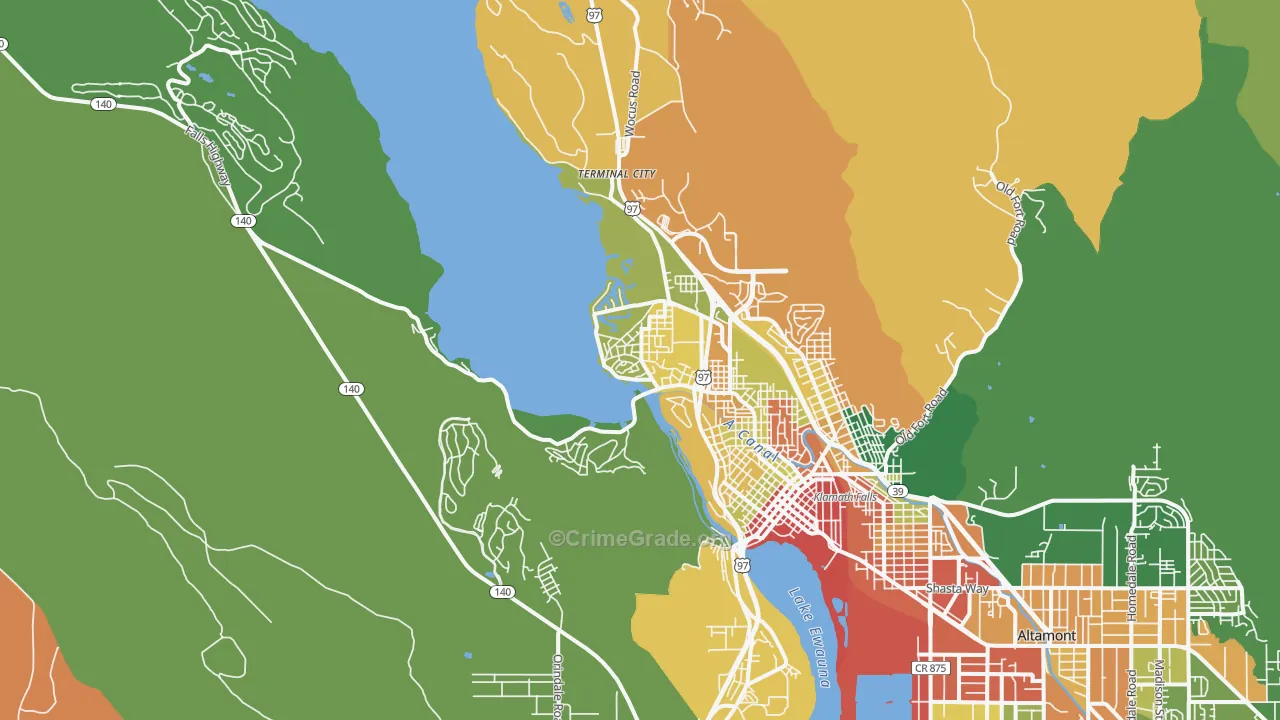 Pelican City, OR Map of Theft Rates