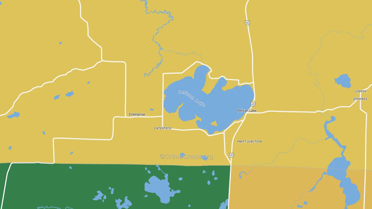 Pelican Lake, WI Map of Theft Rates