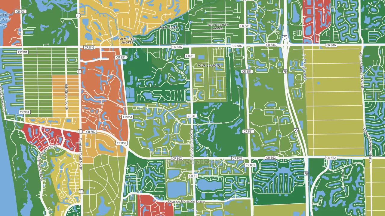 Pelican Marsh, Naples, FL Map of Theft Rates