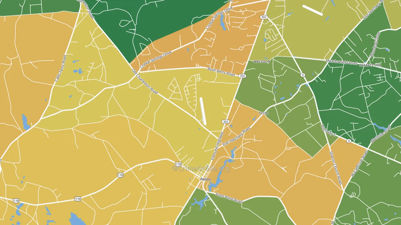 Pelion, SC Map of Theft Rates