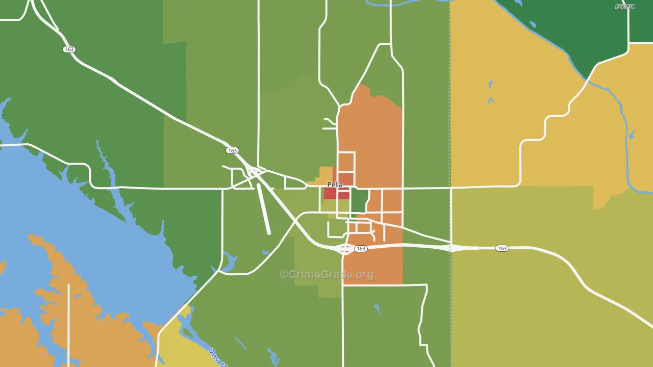 Pella, IA Map of Theft Rates