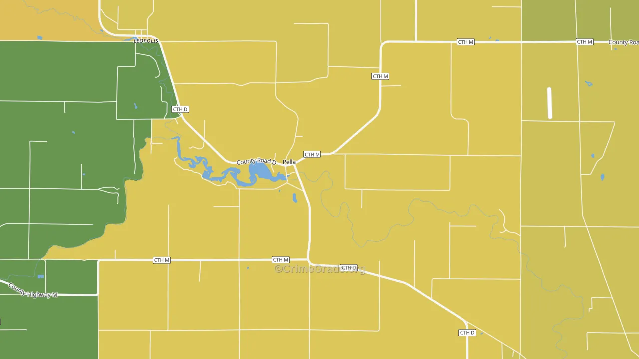 Pella, WI Map of Theft Rates