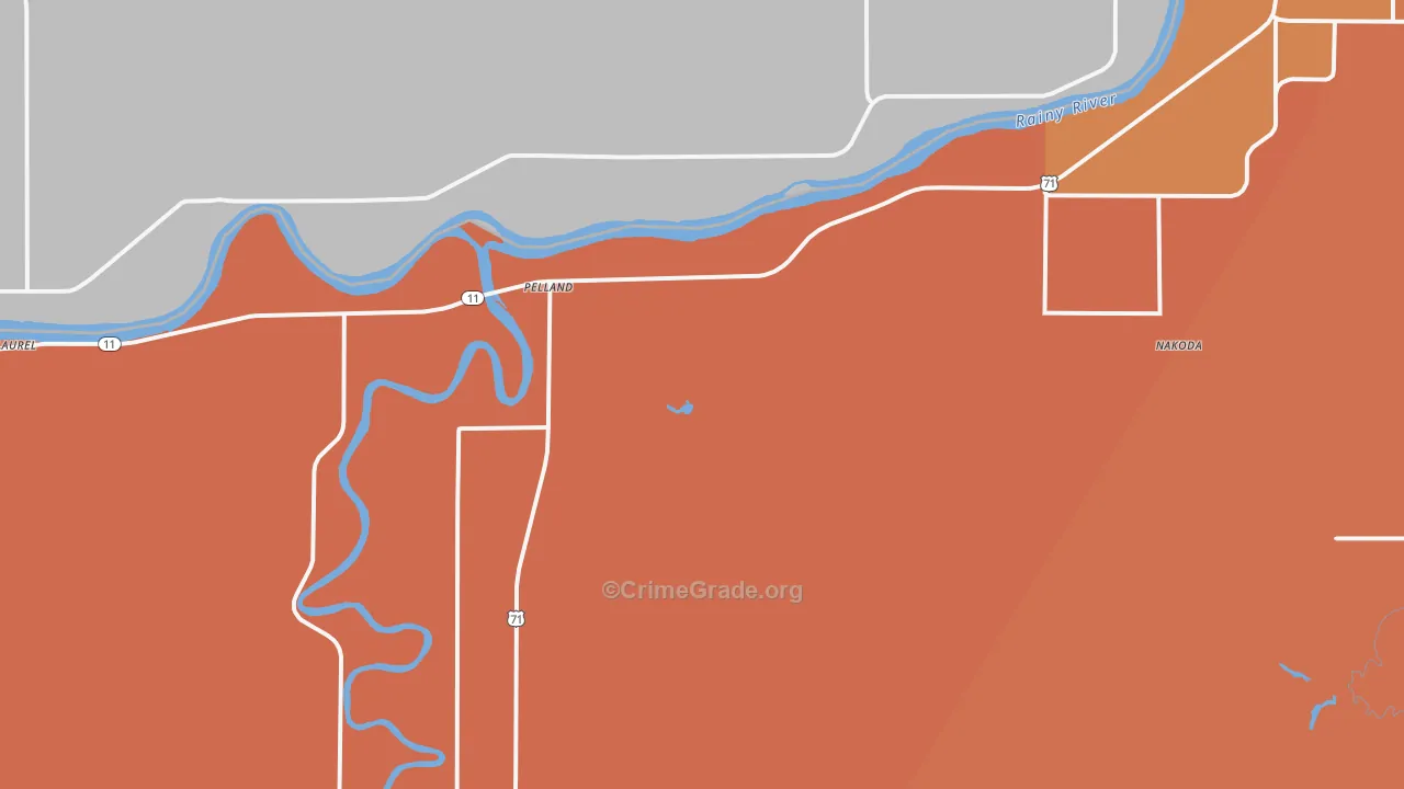 Pelland, MN Map of Theft Rates