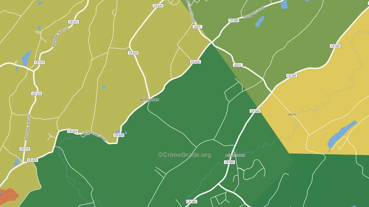 Pellettown, NJ Map of Theft Rates