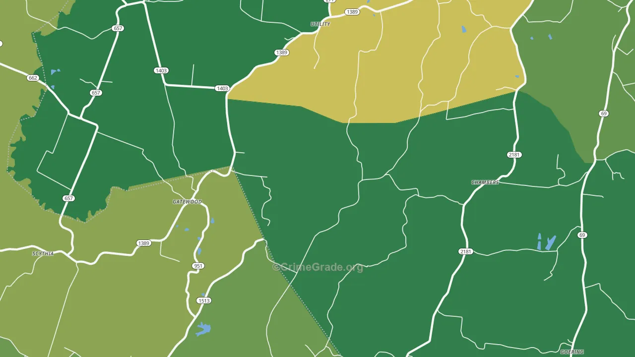 Pellville, KY Map of Theft Rates