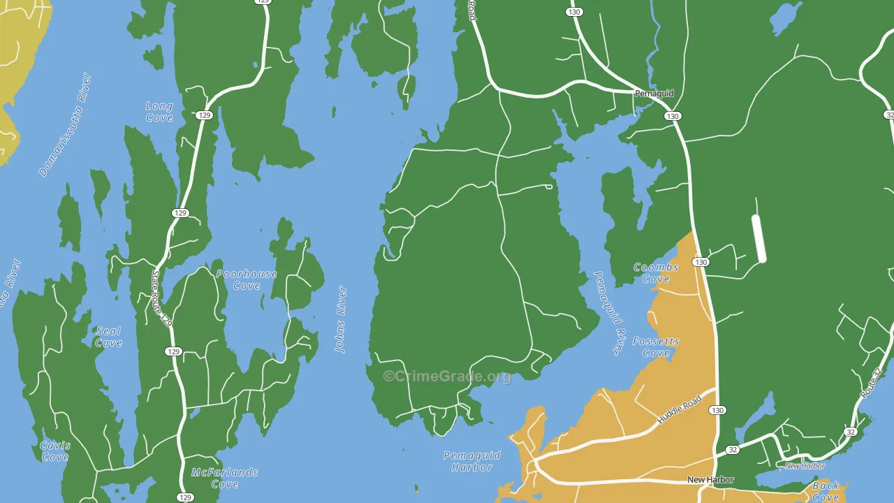 Pemaquid Harbor, ME Map of Theft Rates
