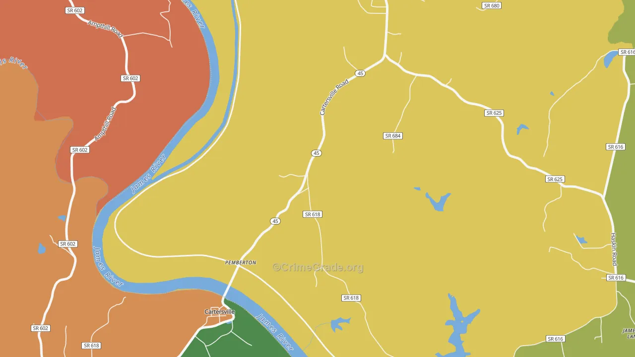 Pemberton, VA Map of Theft Rates