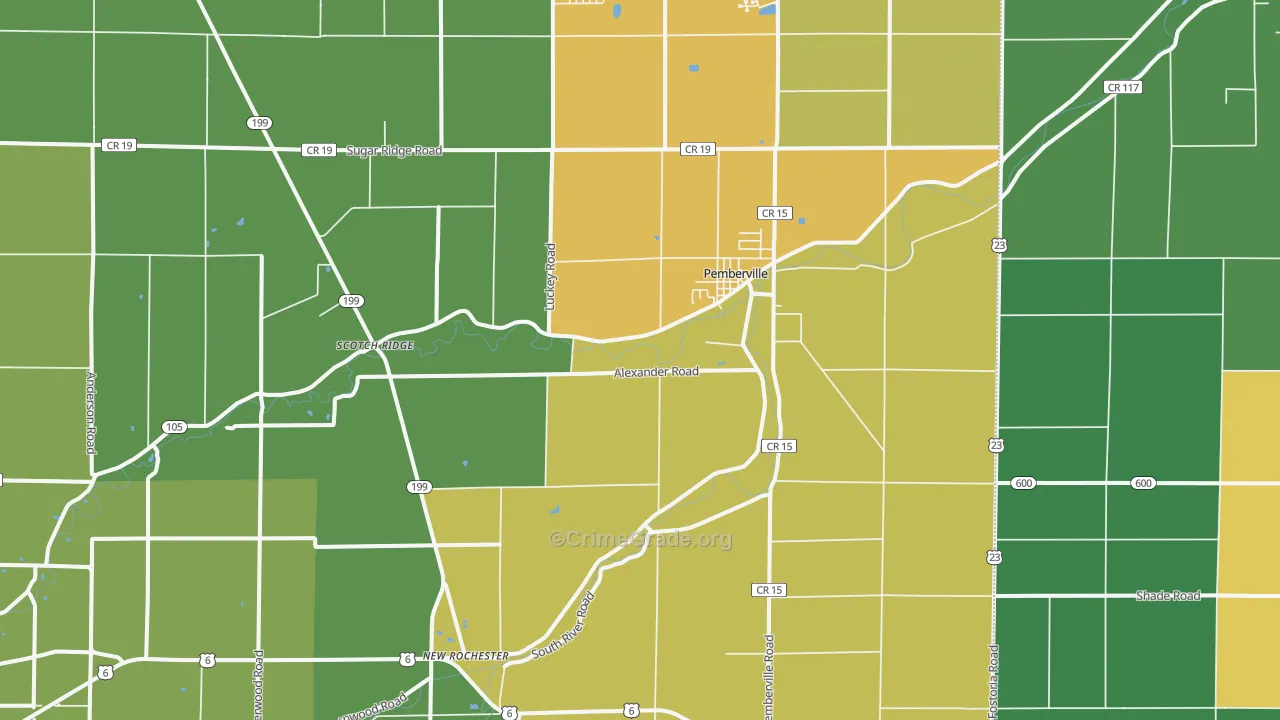 Pemberville, OH Map of Theft Rates