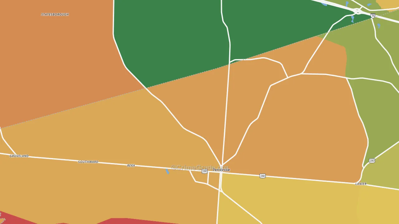 Pembroke, GA Map of Theft Rates