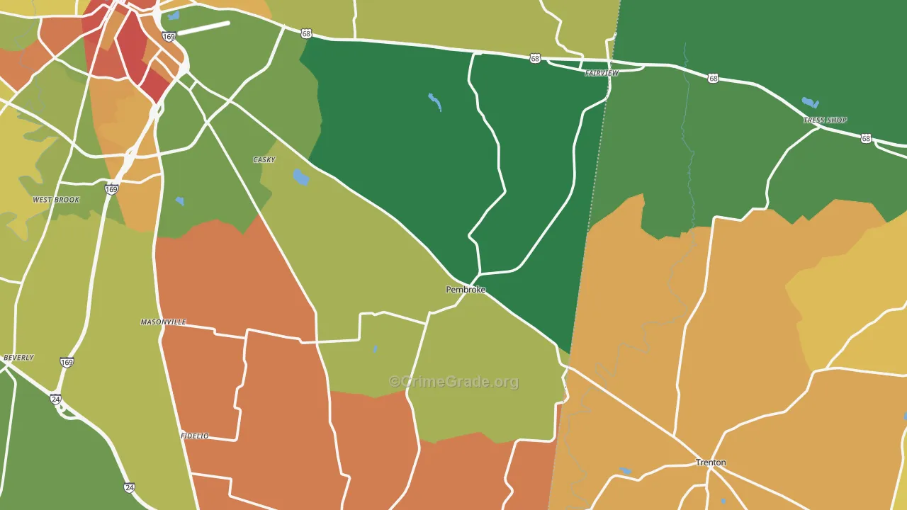 Pembroke, KY Map of Theft Rates