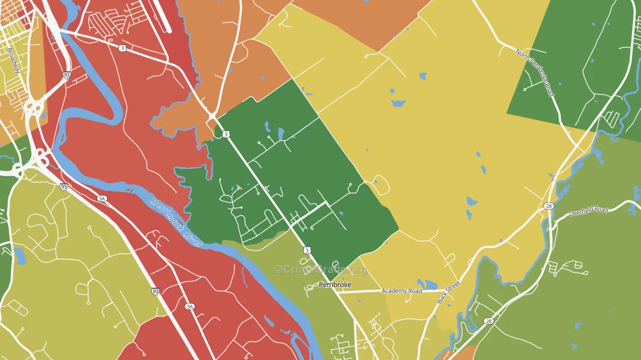 Pembroke, NH Map of Theft Rates
