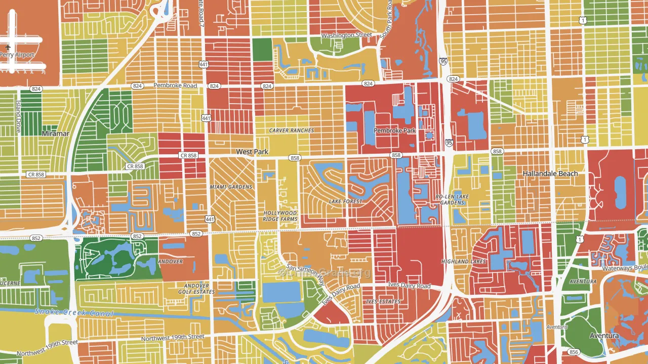Pembroke Park, FL Map of Theft Rates