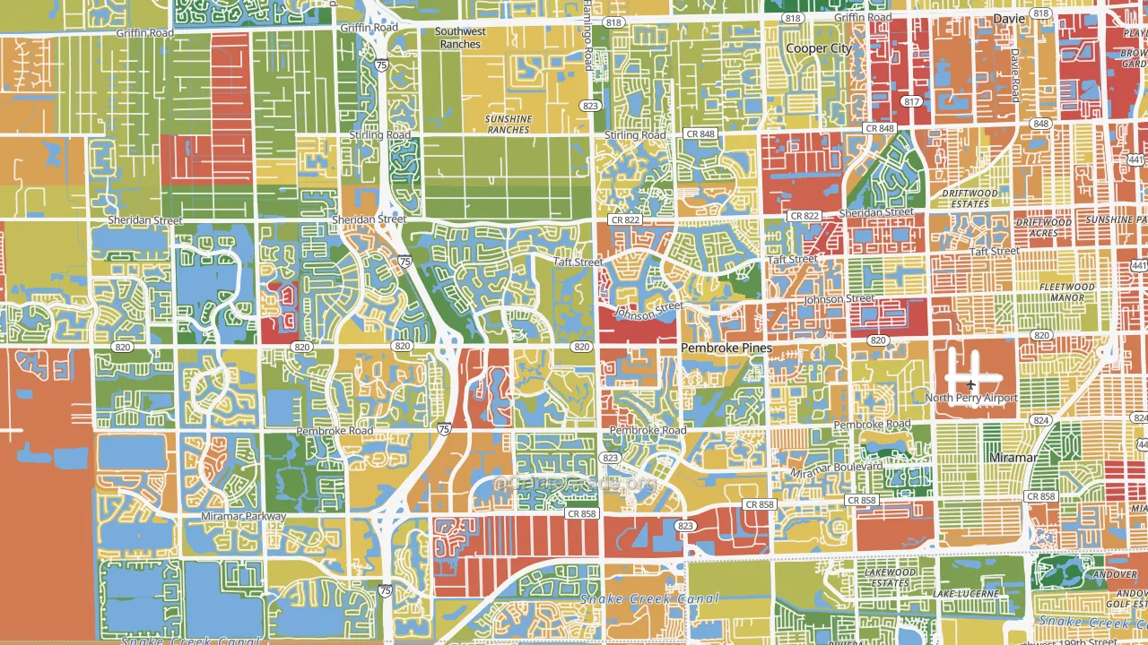 Pembroke Pines, FL Map of Theft Rates