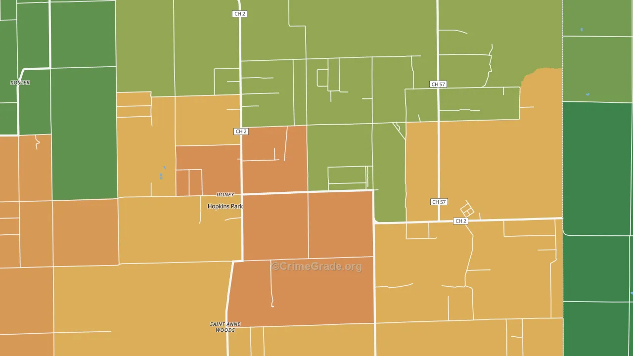 Pembroke Township, IL Map of Theft Rates