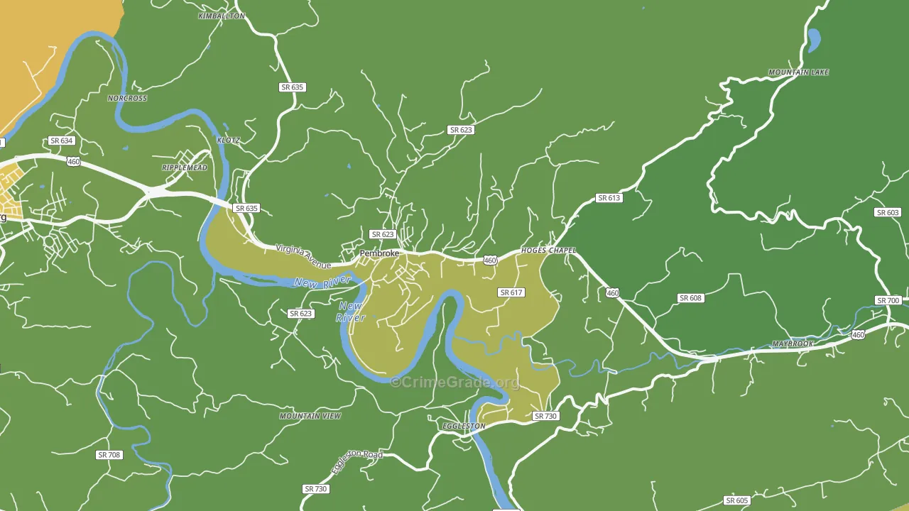 Pembroke, VA Map of Theft Rates