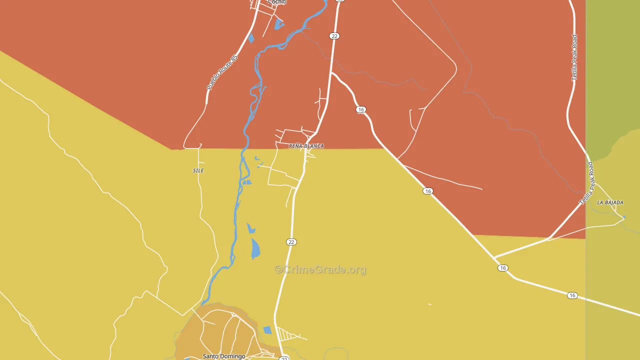 Pena Blanca, NM Map of Theft Rates