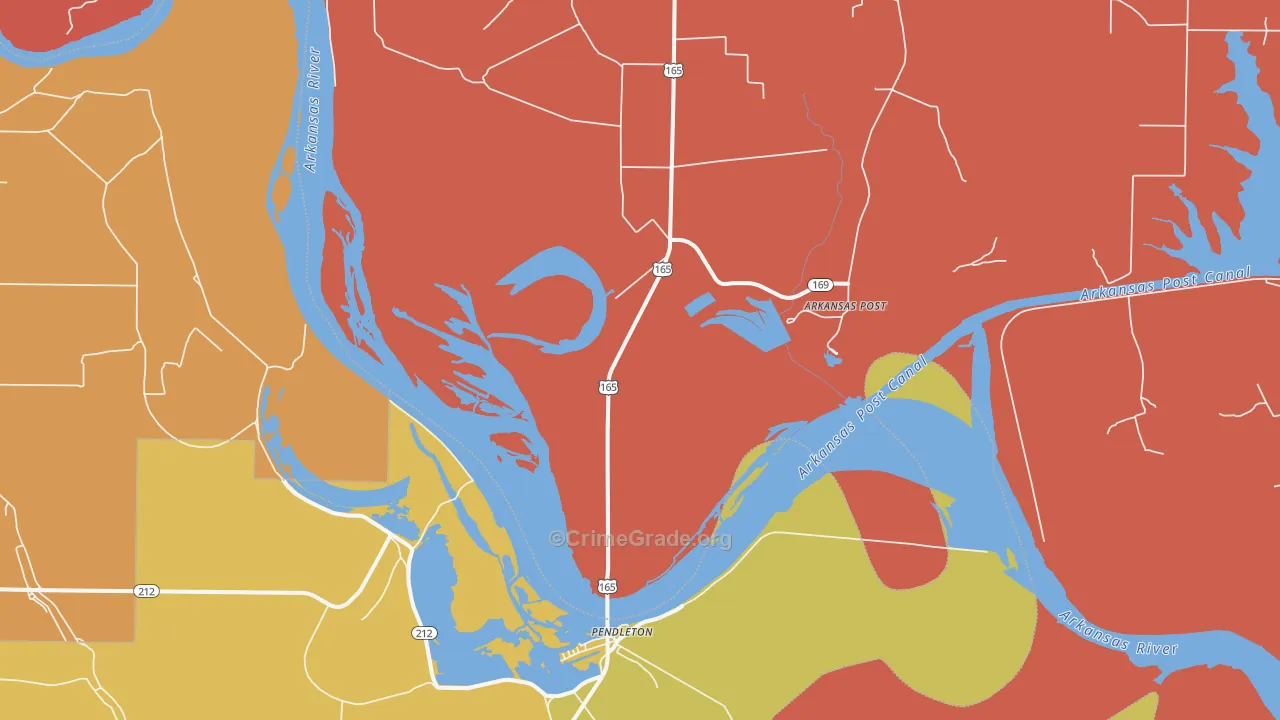 Pendleton, AR Map of Theft Rates
