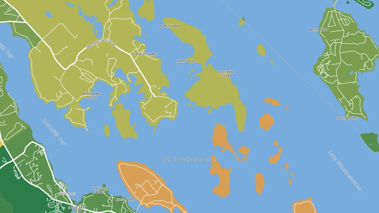 Pendleton Beach, NH Map of Theft Rates