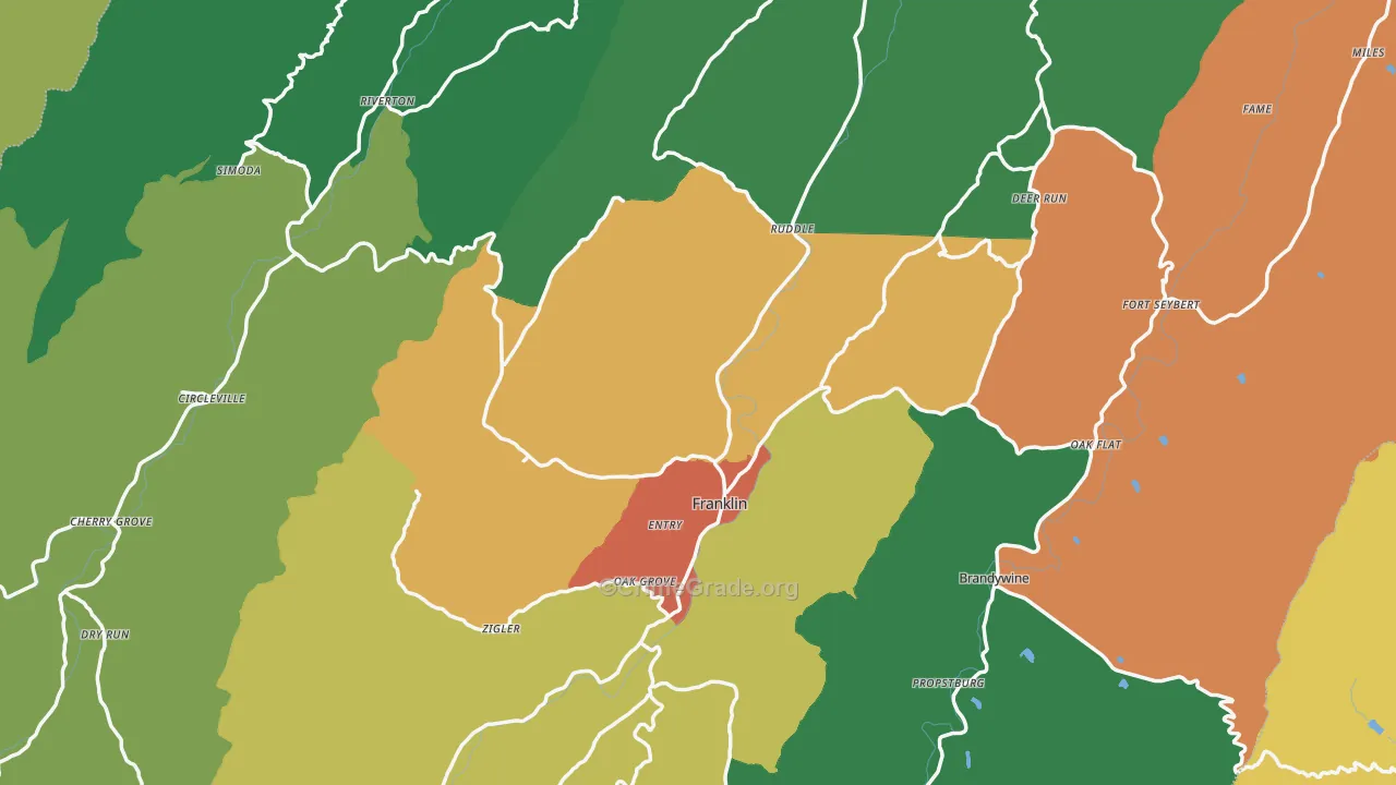Pendleton County, WV Map of Theft Rates