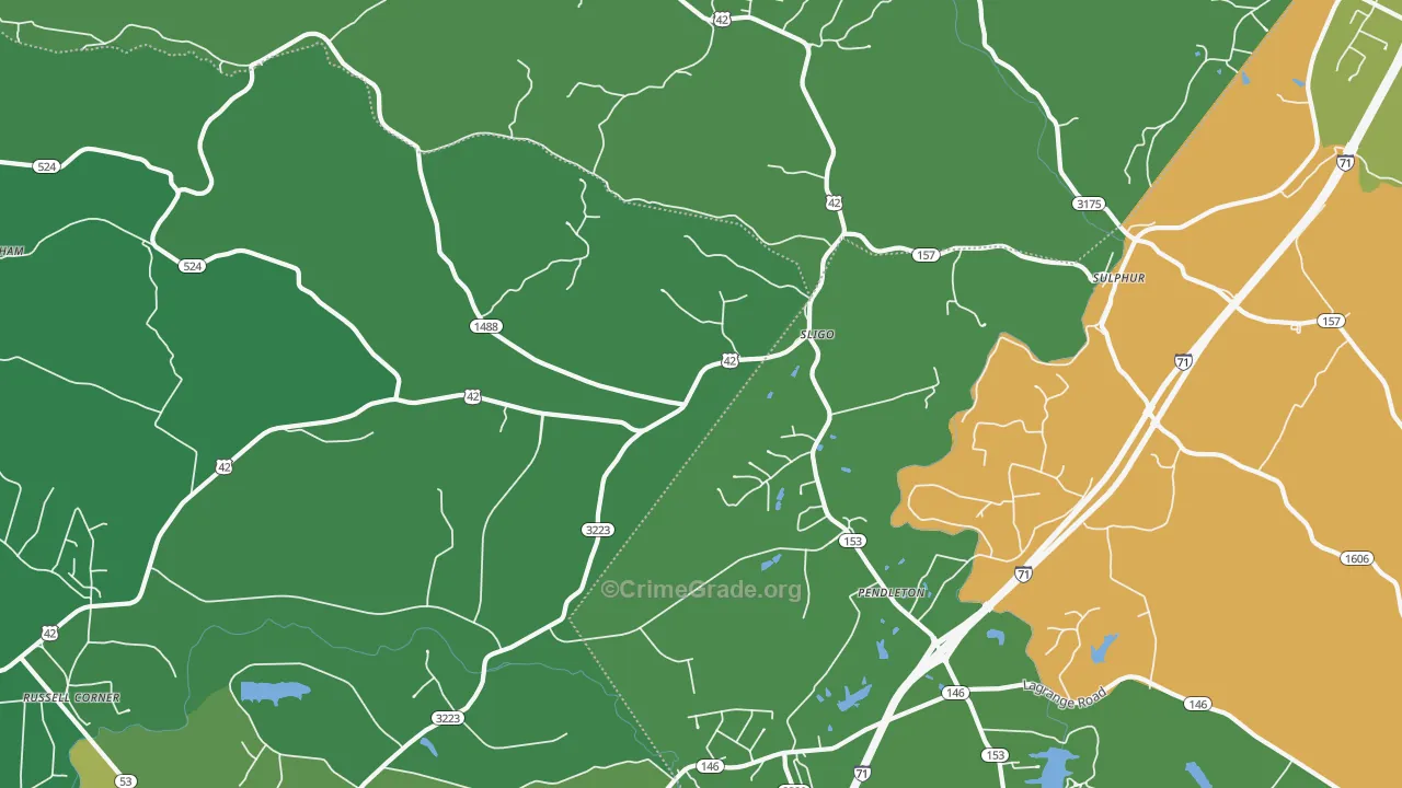 Pendleton, KY Map of Theft Rates