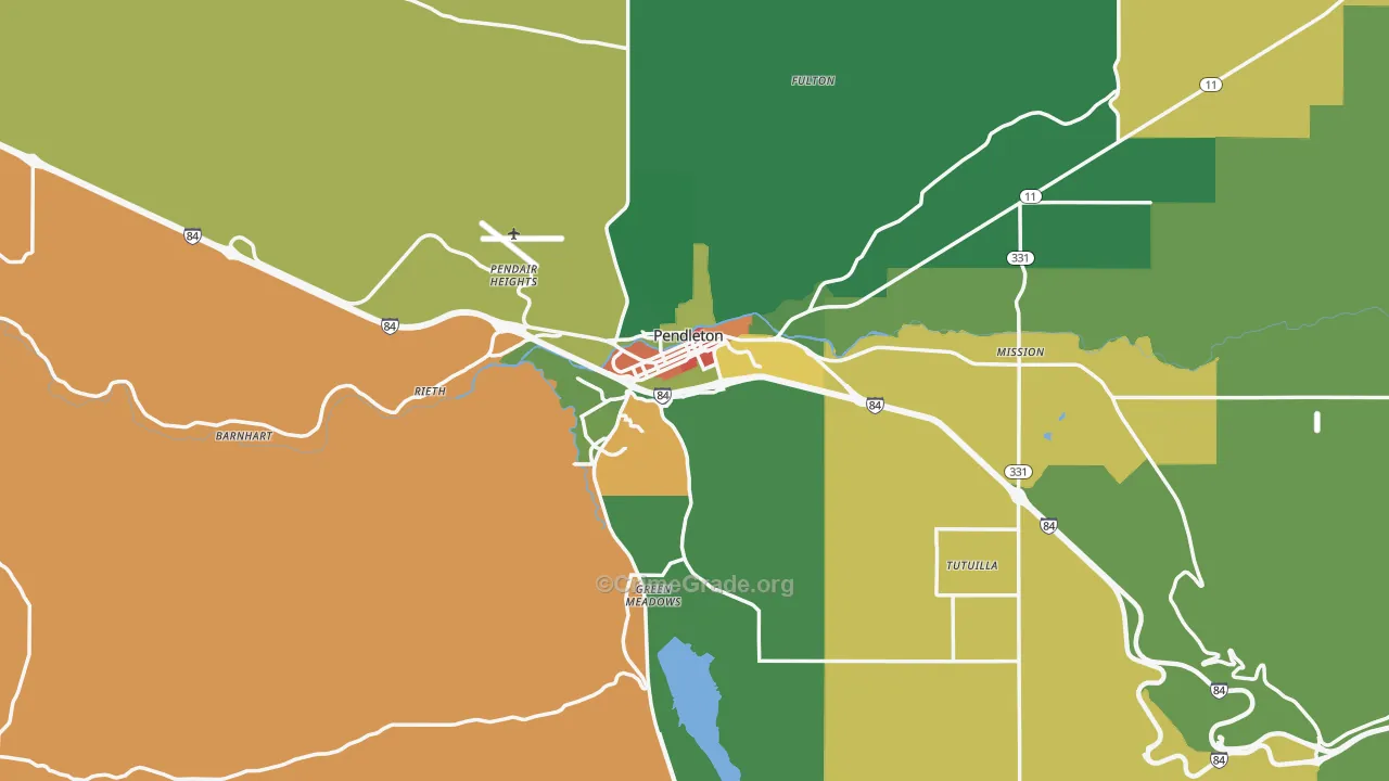 Pendleton, OR Map of Theft Rates