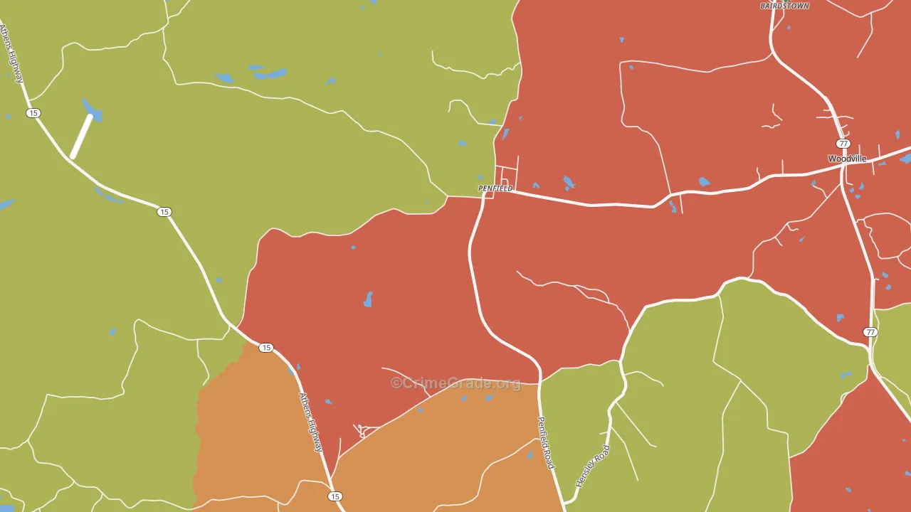 Penfield, GA Map of Theft Rates