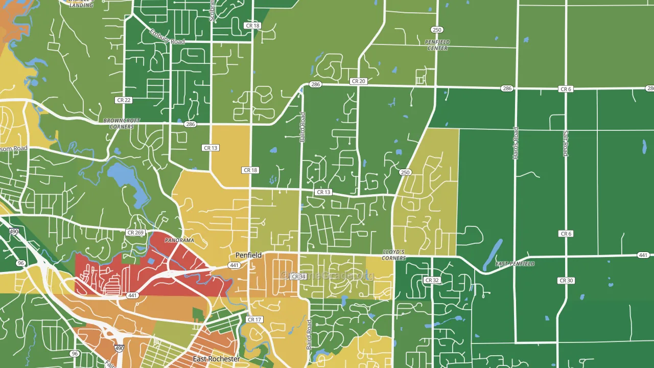 Penfield, NY Map of Theft Rates