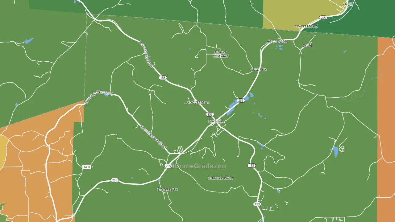 Penfield, PA Map of Theft Rates