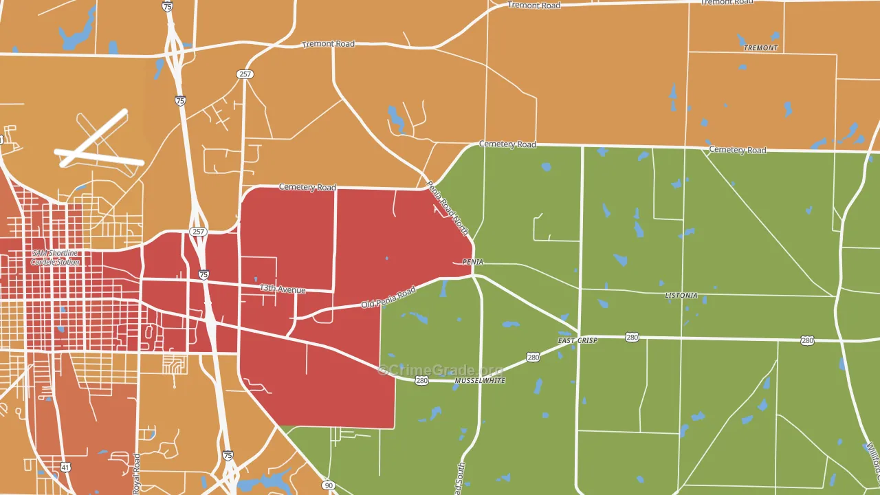Penia, GA Map of Theft Rates