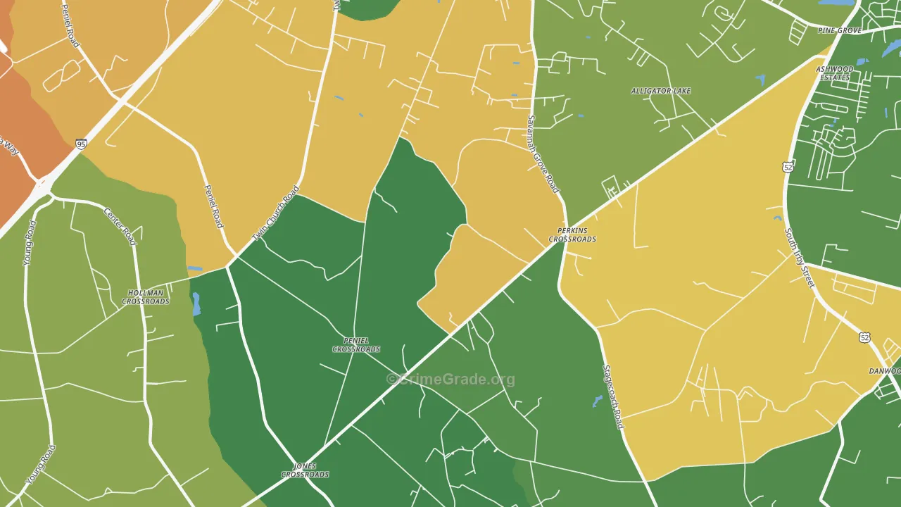 Peniel Crossroads, SC Map of Theft Rates