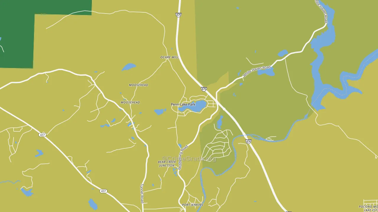 Penn Lake Park, PA Map of Theft Rates