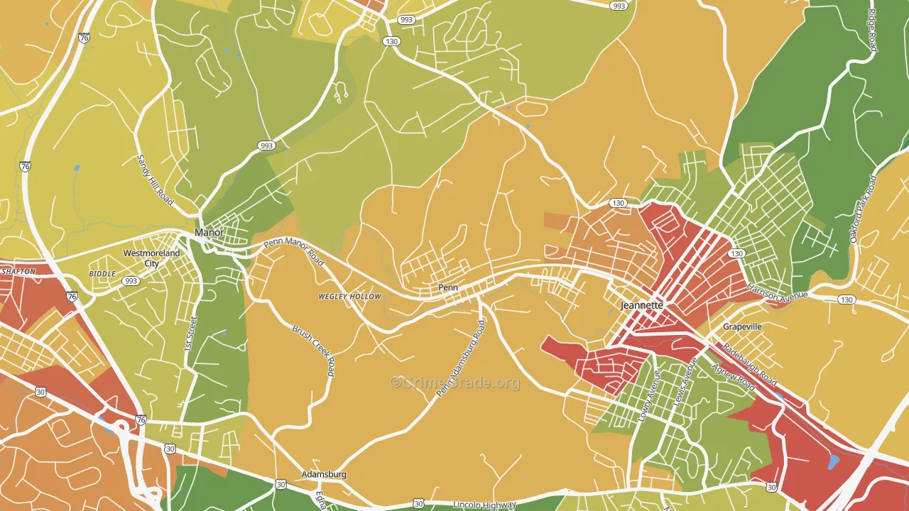 Penn, PA Map of Theft Rates