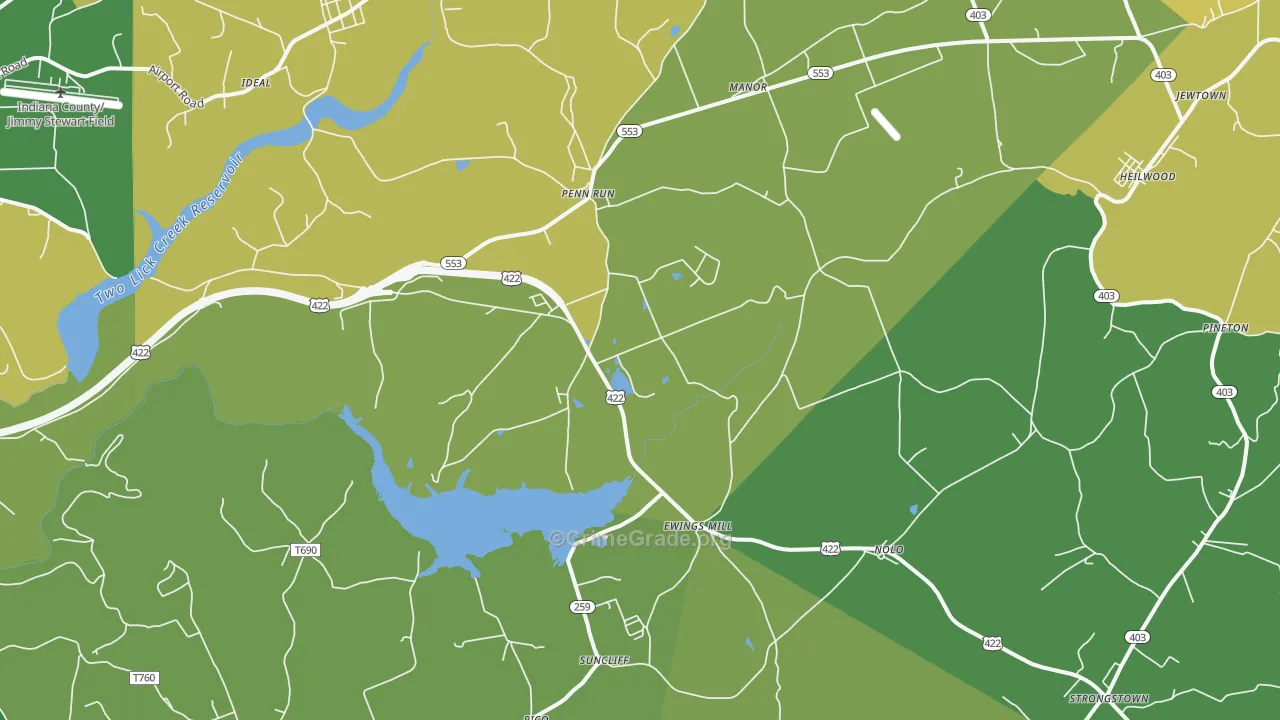 Penn Run, PA Map of Theft Rates